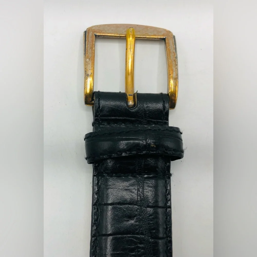 Lot 2 Mens Black Leather Belts 42 Fossil MB1006 Bugle Boy Dress Casual Crocodile